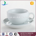 Tipo de vaso 220ml taza de té de cerámica blanca llana y platillo